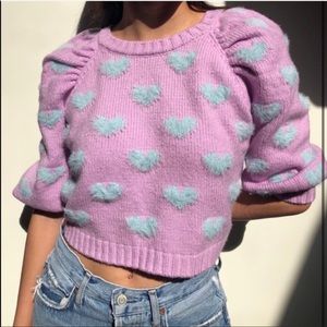 For love and lemons top heart printed sweater